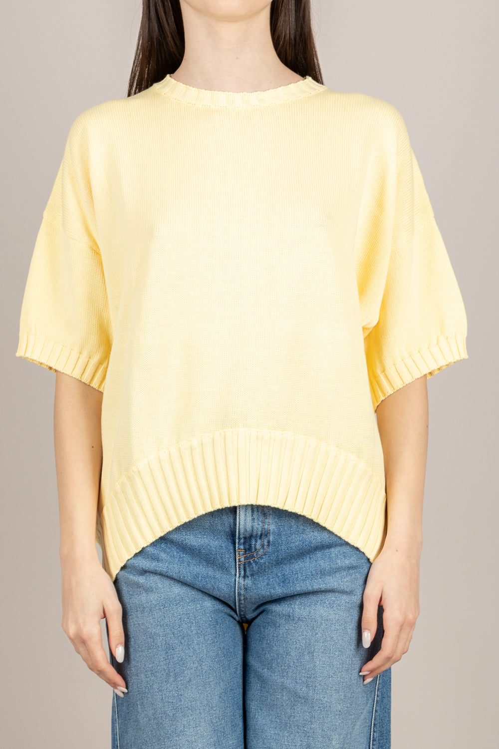 VICOLO - 7AB7058 - MAGLIA GIALLO PAGLIERINO 