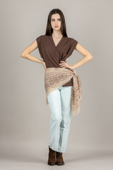 VICOLO - 2AB2081 - CARDIGAN MORO CON RIPRESA LATERALE