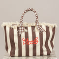 VICOLO - XAB0010 - BORSA GRANDE IN CANVAS A RIGHE MORO/BURRO