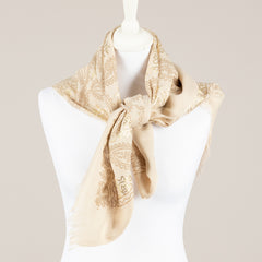 EMUNA' - PASHMINA STAMPA BANDANA PANNA/TORTORA/ORO