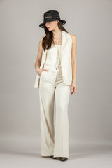 VICOLO - TAB0101 - GILET GESSATO CON DETTAGLIO IN RASO SCHIENA