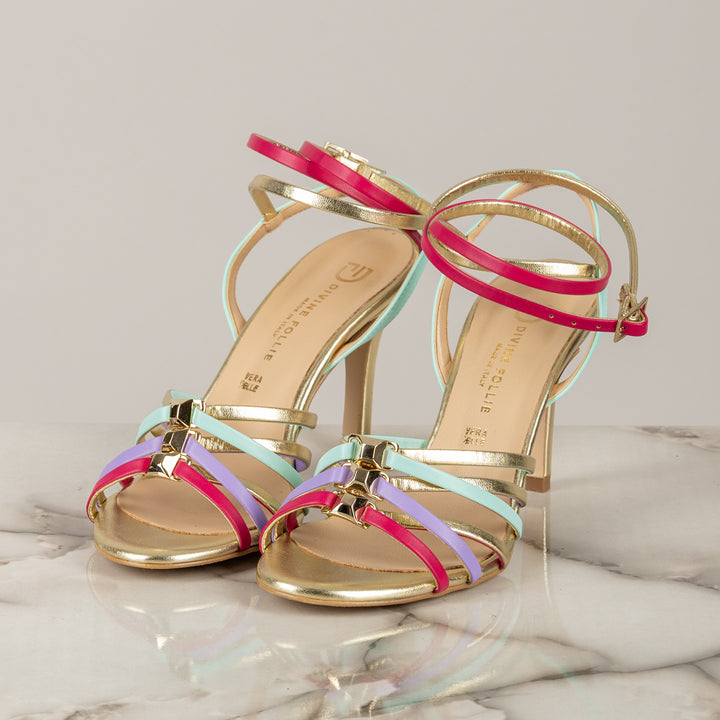 DIVINE FOLLIE - 8054/32 - SANDALO FASCETTE MULTICOLOR
