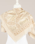 EMUNA' - PASHMINA STAMPA BANDANA PANNA/TORTORA/ORO