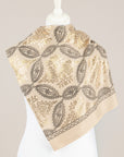 EMUNA' - PASHMINA STAMPA BANDANA TORTORA/NERO/ORO