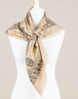 EMUNA' - PASHMINA STAMPA BANDANA TORTORA/NERO/ORO