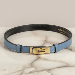 EMUNA' - CINTURA CHIUSURA LUCCHETTO CERULEO/ORO