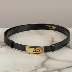 EMUNA' - CINTURA CHIUSURA LUCCHETTO ORO/NERO