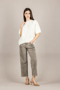 Jeans crop animalier Bloom Betta - 100% cotone grigio