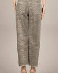 Jeans crop animalier Bloom Betta - 100% cotone grigio