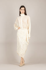 DIXIE - C319A097 - CAMICIA COLLO ALTO IN ORGANZA PANNA