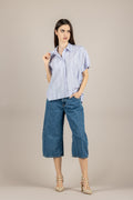DIXIE - C648A116 - CAMICIA A RIGHE OVER CELESTE