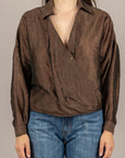 DIXIE - CFNI1LZ - BLUSA GOFFRATA INCROCIATA MORO