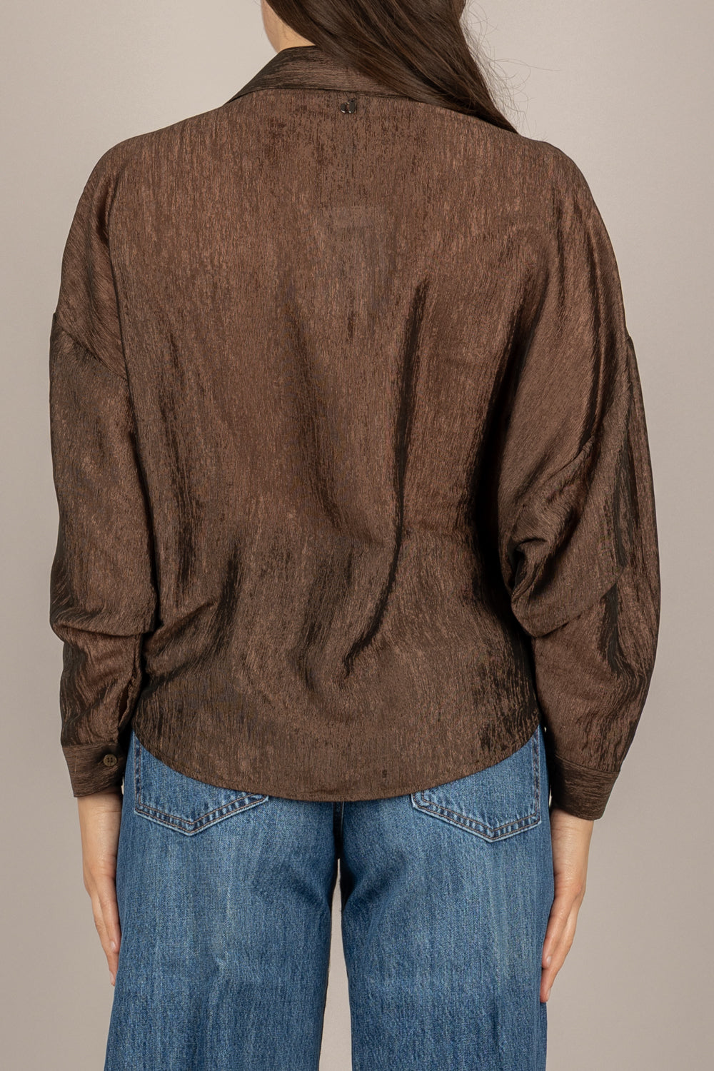 DIXIE - CFNI1LZ - BLUSA GOFFRATA INCROCIATA MORO