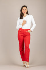 TENSIONE IN - CJ12723 - JEANS A GAMBA DRITTA ROSSO