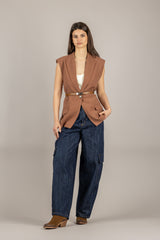 TENSIONE IN - CP749 - JEANS CARGO CON COULISSE BLU