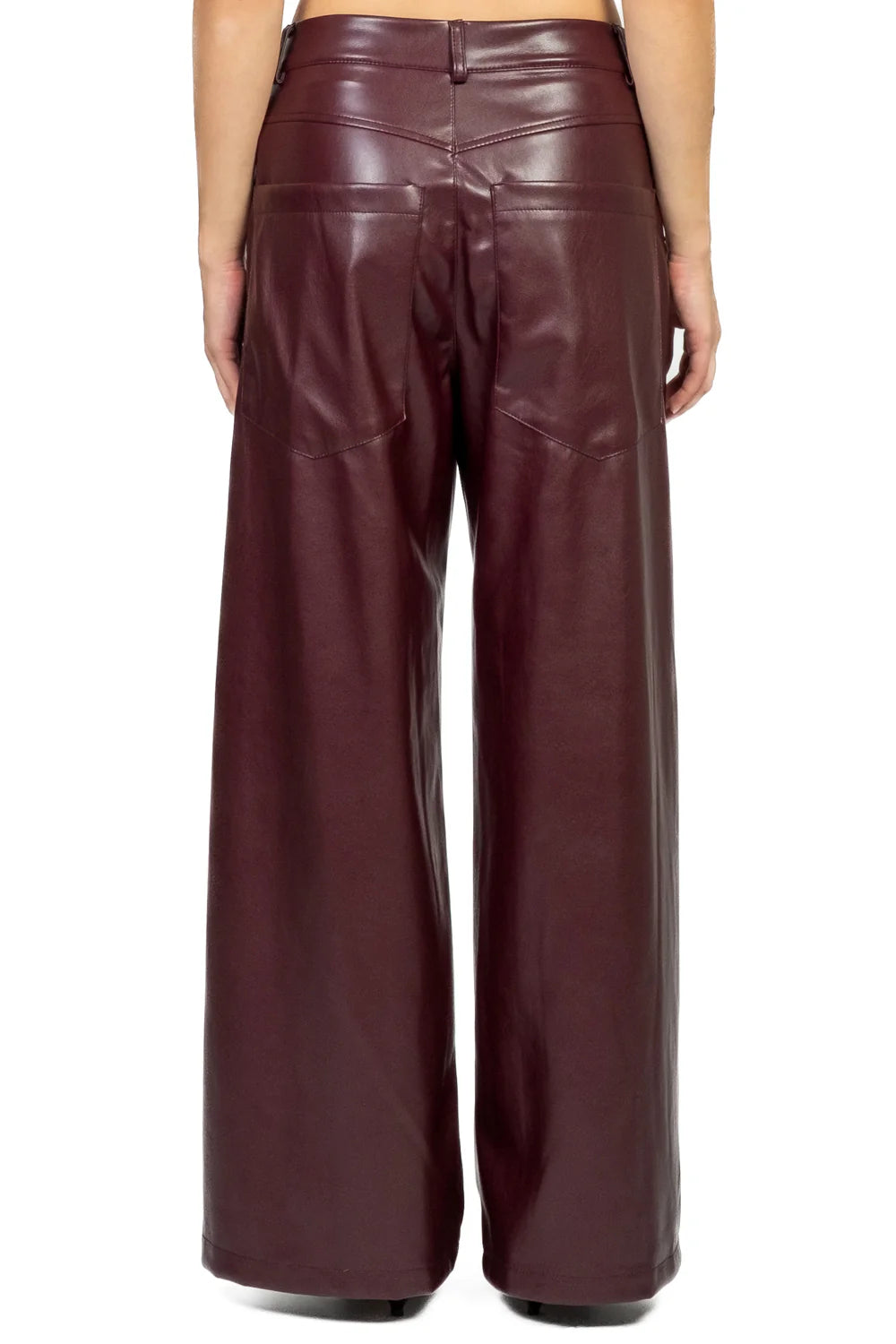 TENSIONE IN - 224155-25 - PANTALONE ECOPELLE PALAZZO CON TASCONI