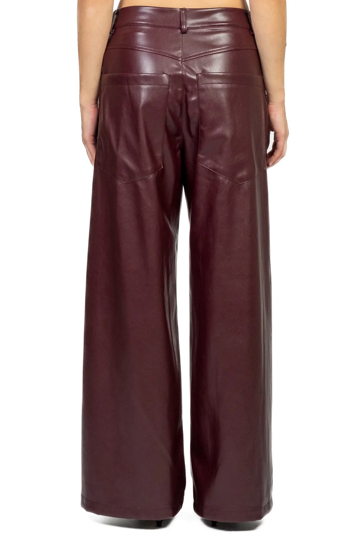 TENSIONE IN - 224155-25 - PANTALONE ECOPELLE PALAZZO CON TASCONI