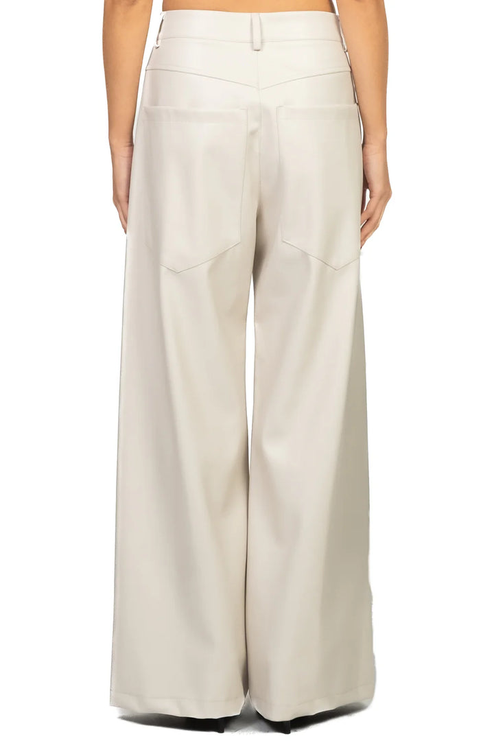 TENSIONE IN - 224155-25 - PANTALONE ECOPELLE PALAZZO CON TASCONI