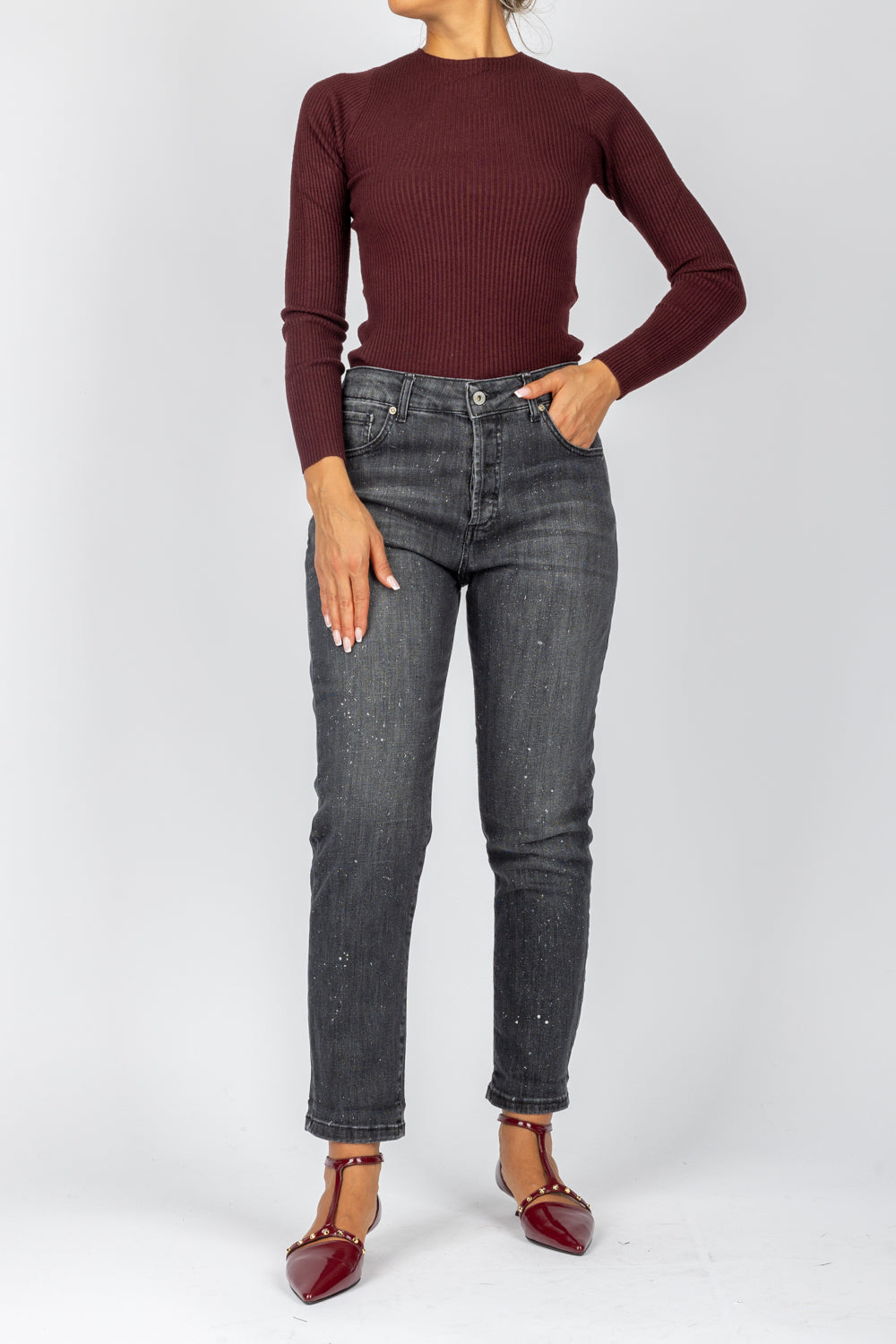 DIXIE - P142K037A - JEANS MOM CON PUNTI LUCE