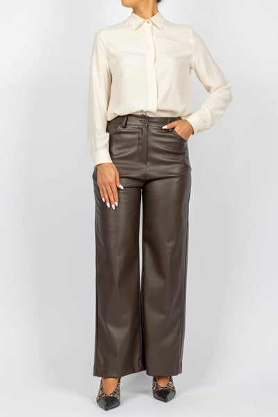 DIXIE - P845K218 - PANTALONE ECOPELLE PALAZZO