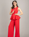 TENSIONE IN - HG1349 - TUTA PEPLUM TESSUTO TECNICO ROSSO