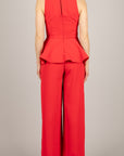 TENSIONE IN - HG1349 - TUTA PEPLUM TESSUTO TECNICO ROSSO