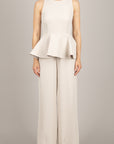 TENSIONE IN - HG1349 - TUTA PEPLUM TESSUTO TECNICO SABBIA