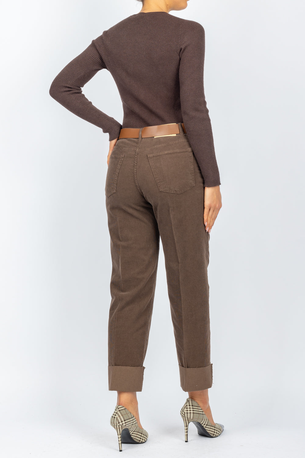 HAVEONE - PLS-M250 - PANTALONE MANDY VELLUTO CON RISVOLTO