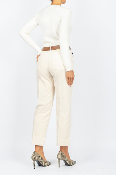 HAVEONE - PLS-M250 - PANTALONE MANDY VELLUTO CON RISVOLTO