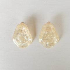 EMUNA' - ORECCHINI CON CLIP GEOMETRICI PANNA