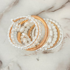 EMUNA' - BRACCIALE MOLLA CON PERLE ORO