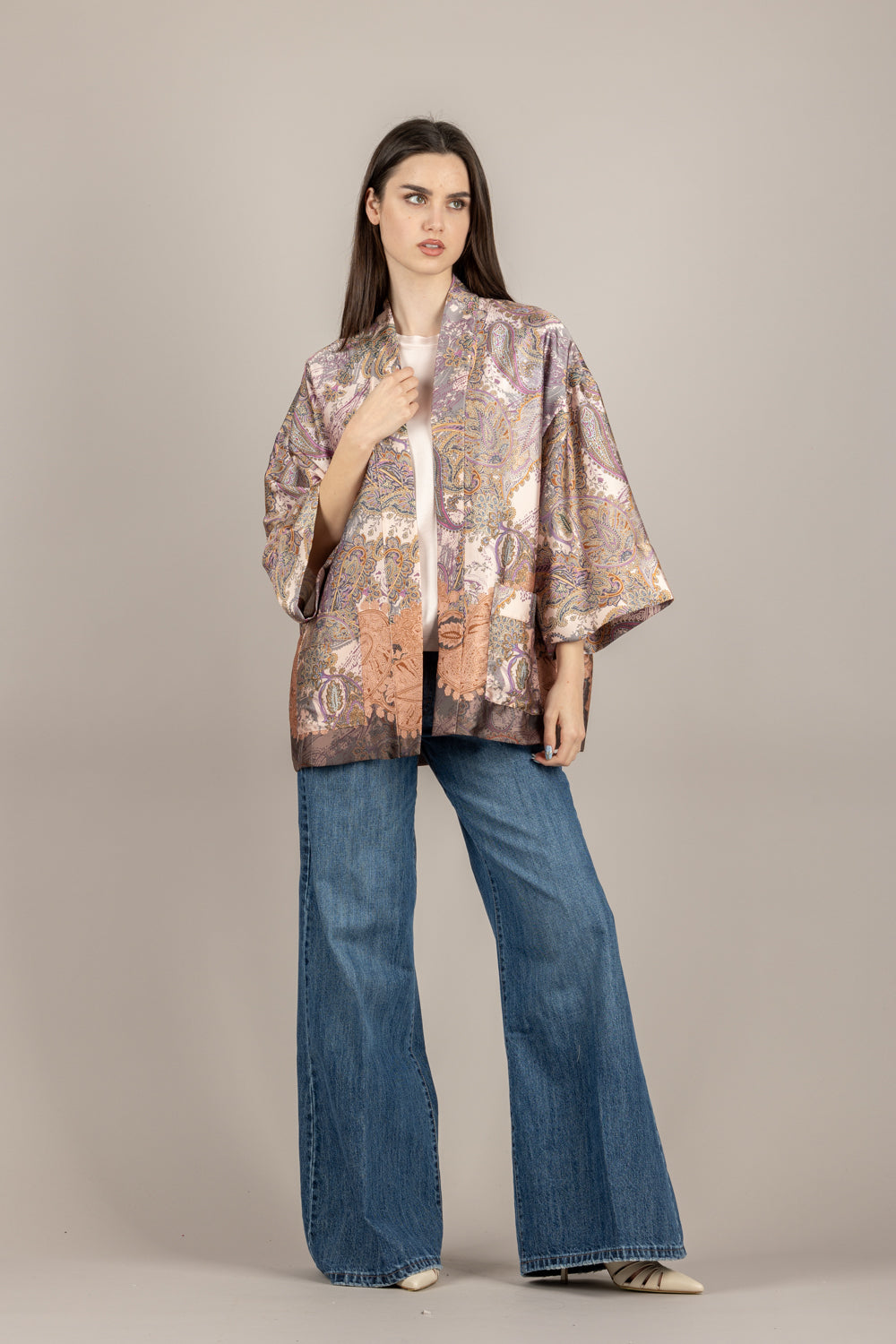 DIXIE - JDHP1OI - KIMONO FANTASIA IN SATIN ROSA