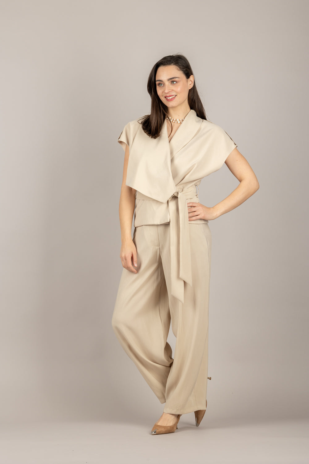 DIXIE - LAIDYDI - GILET CON FUSCIACCA SABBIA