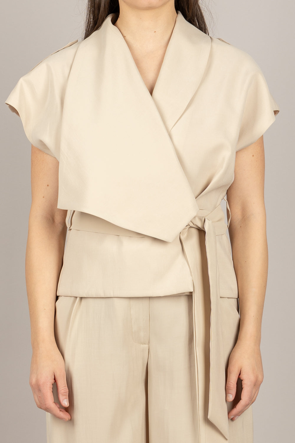 DIXIE - LAIDYDI - GILET CON FUSCIACCA SABBIA