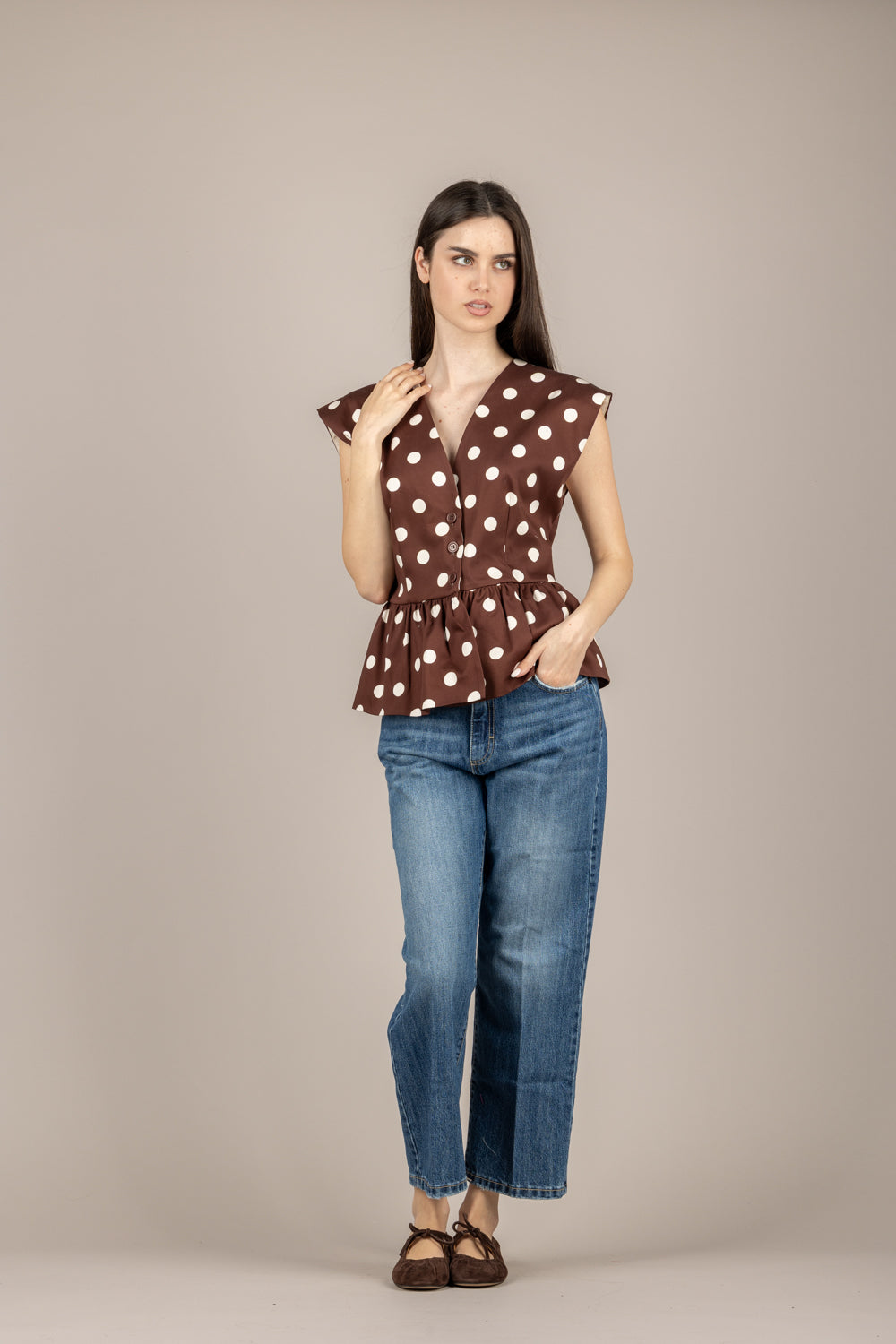 DIXIE - LAIO1RQ - GILET A POIS CON BALZE MORO