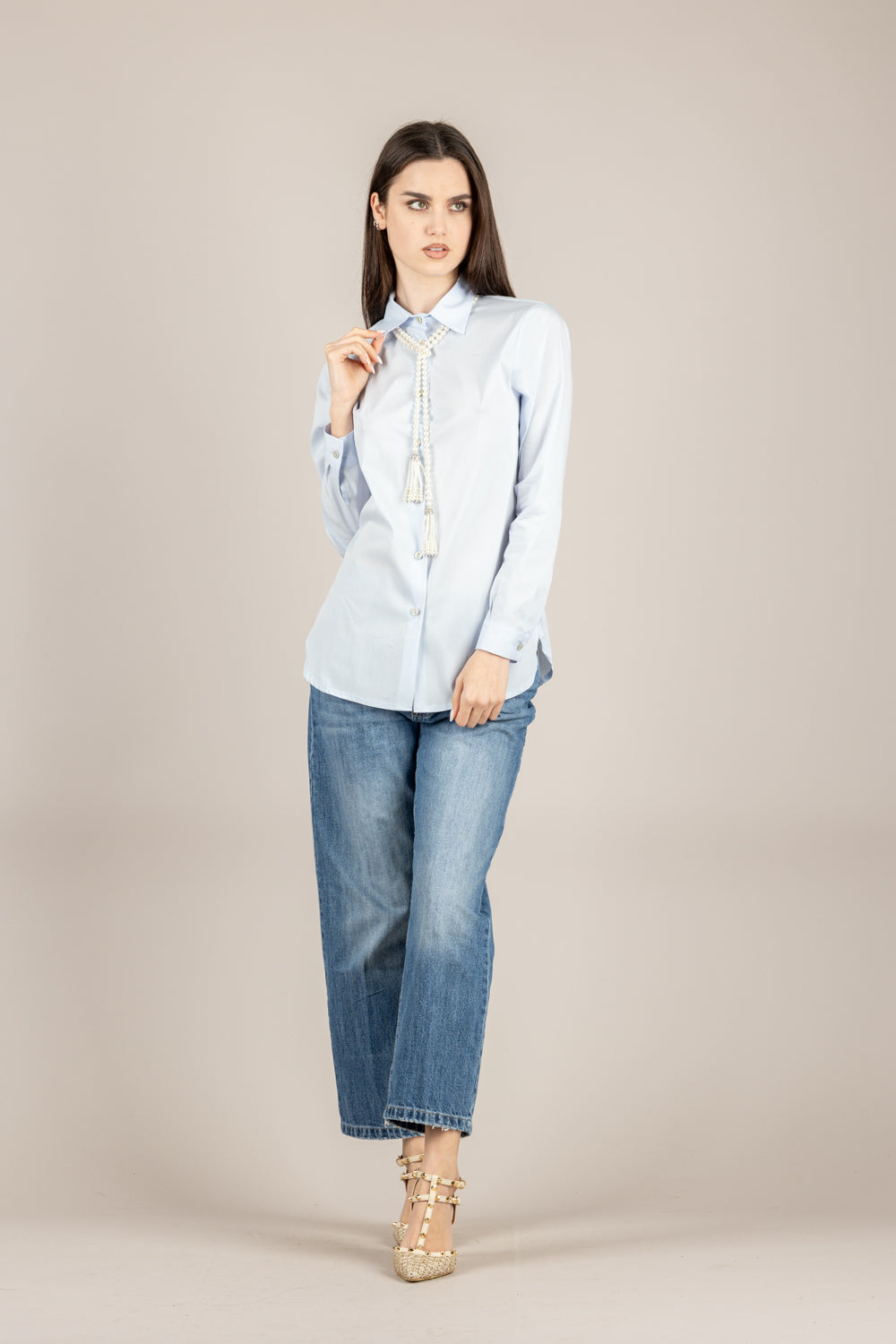 EMUNA' - LUDOVICA - CAMICIA CELESTE 