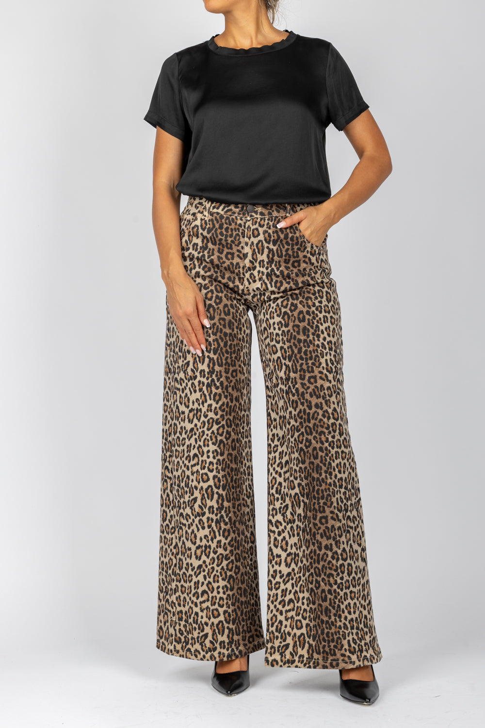 MOTEL - MO1774 - JEANS PALAZZO ANIMALIER