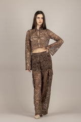DIXIE - P067A220 - PANTALONE CARGO IN PIZZO MORO