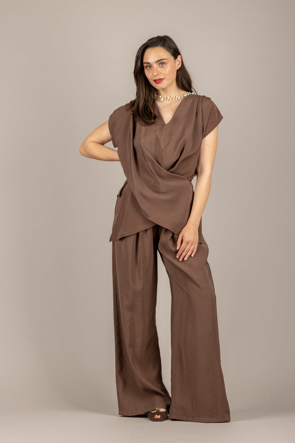 DIXIE - P319A212 - PANTALONE PALAZZO FLUIDO MORO