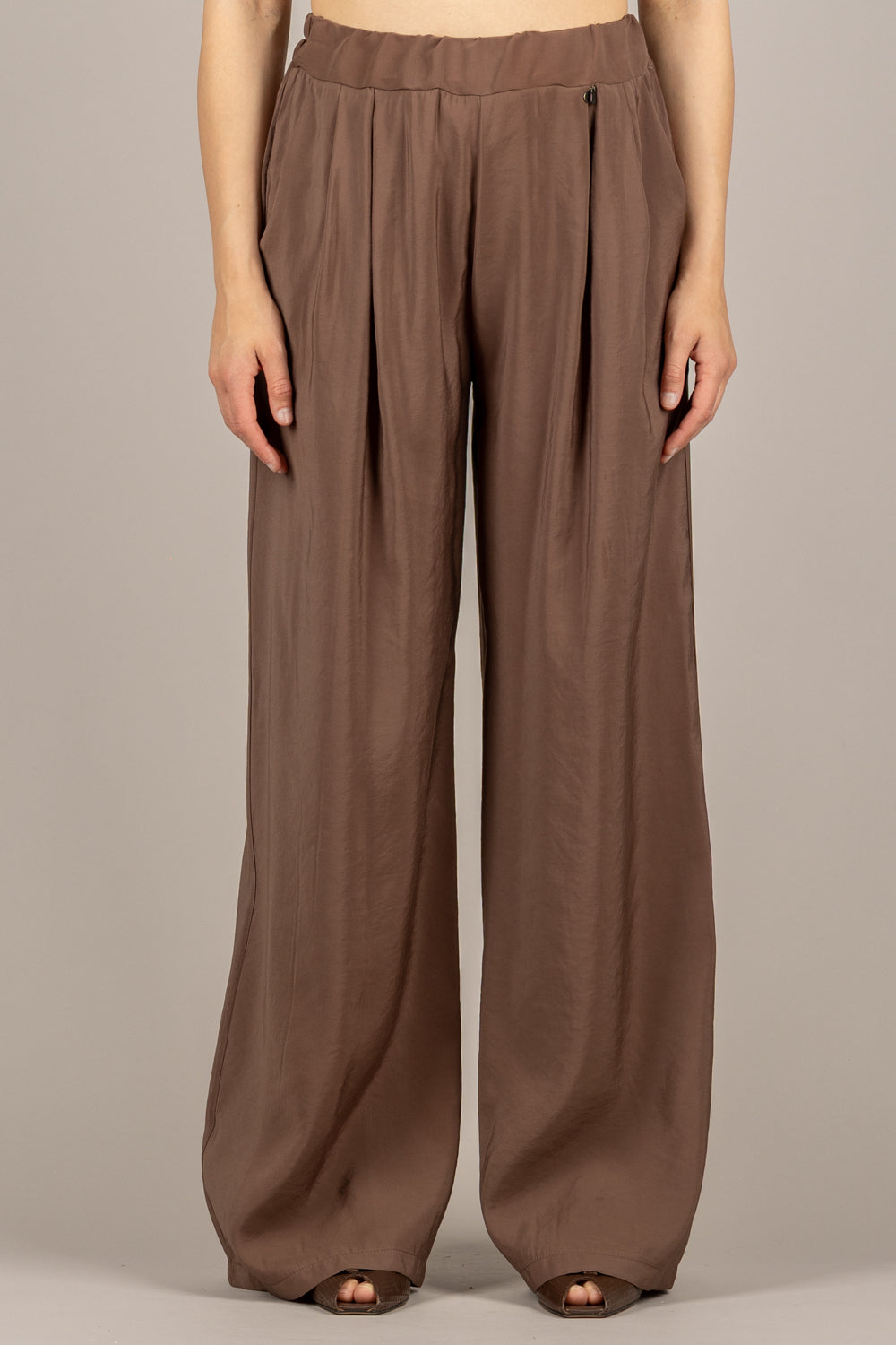 DIXIE - P319A212 - PANTALONE PALAZZO FLUIDO MORO
