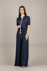 IMPERIAL - P3ZQLHX - PANTALONE PALAZZO CON PINCES BLU