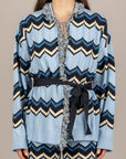 TENSIONE IN - P6HMG40A414 - CARDIGAN FANTASIA CON CINTA LIGHT BLUE