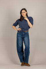 TENSIONE IN - P6HMJ24A414 - MAGLIA CON MANICHE A SBUFFO BLUE NAVY