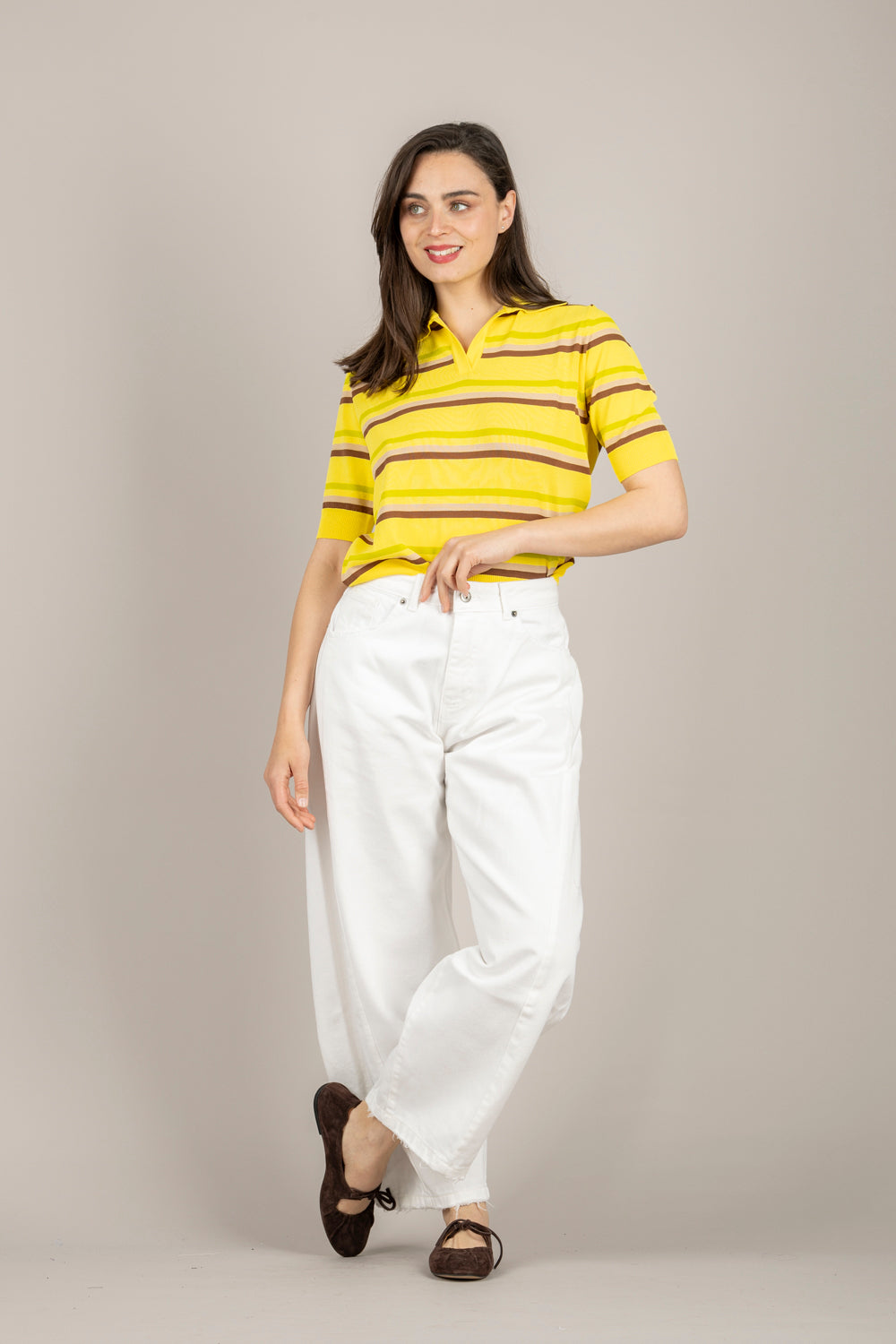 TENSIONE IN - PA5563 - MAGLIA POLO A RIGHE MULTICOLOR PAGLIA/TARGIN/BEIGE/ACERBO
