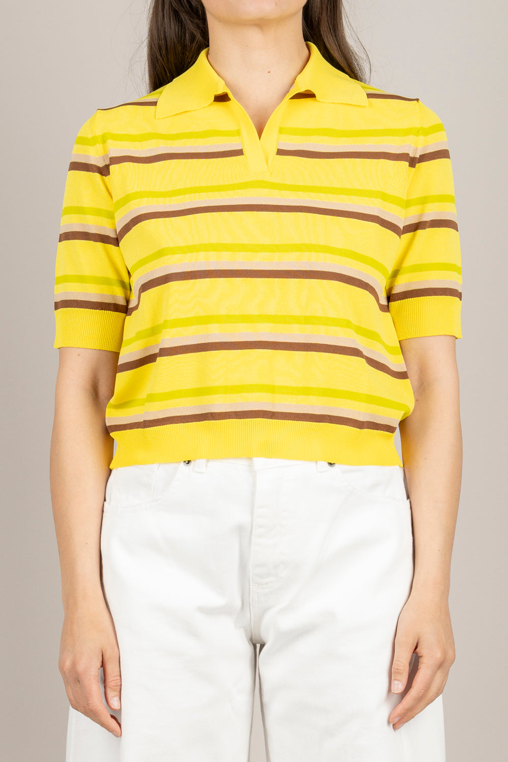 TENSIONE IN - PA5563 - MAGLIA POLO A RIGHE MULTICOLOR PAGLIA/TARGIN/BEIGE/ACERBO