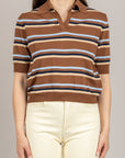 TENSIONE IN - PA5563 - MAGLIA POLO A RIGHE MULTICOLOR TARGIN/BEIGE/BLU/AZZURRO