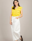TENSIONE IN - PA5574 - MAGLIA RIGATA CON SPALLINE PAGLIA/TARGIN/ACERBO