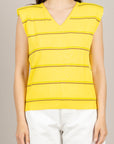 TENSIONE IN - PA5574 - MAGLIA RIGATA CON SPALLINE PAGLIA/TARGIN/ACERBO