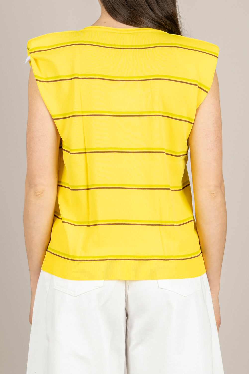 TENSIONE IN - PA5574 - MAGLIA RIGATA CON SPALLINE PAGLIA/TARGIN/ACERBO