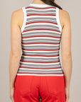 TENSIONE IN - PA5591 - CANOTTA A COSTINE RIGATA LATTE/ROSSO/BLU